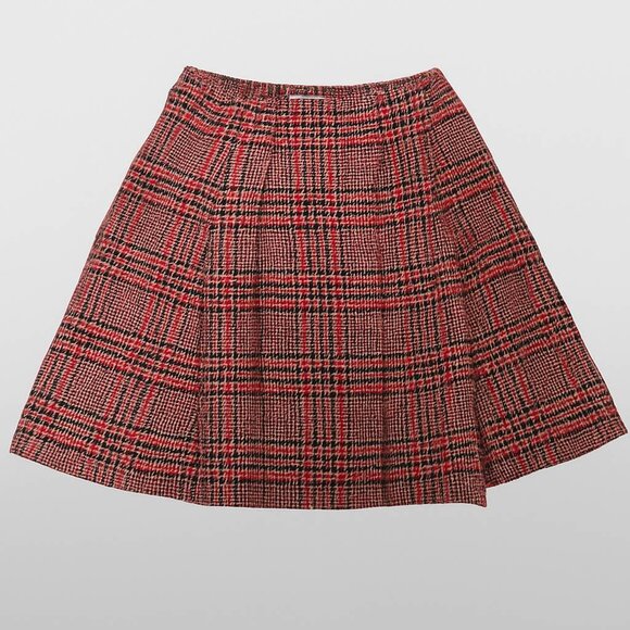 Villager Red Plaid A-Line Skirt Size 12 with Fringe - Picture 1 of 10